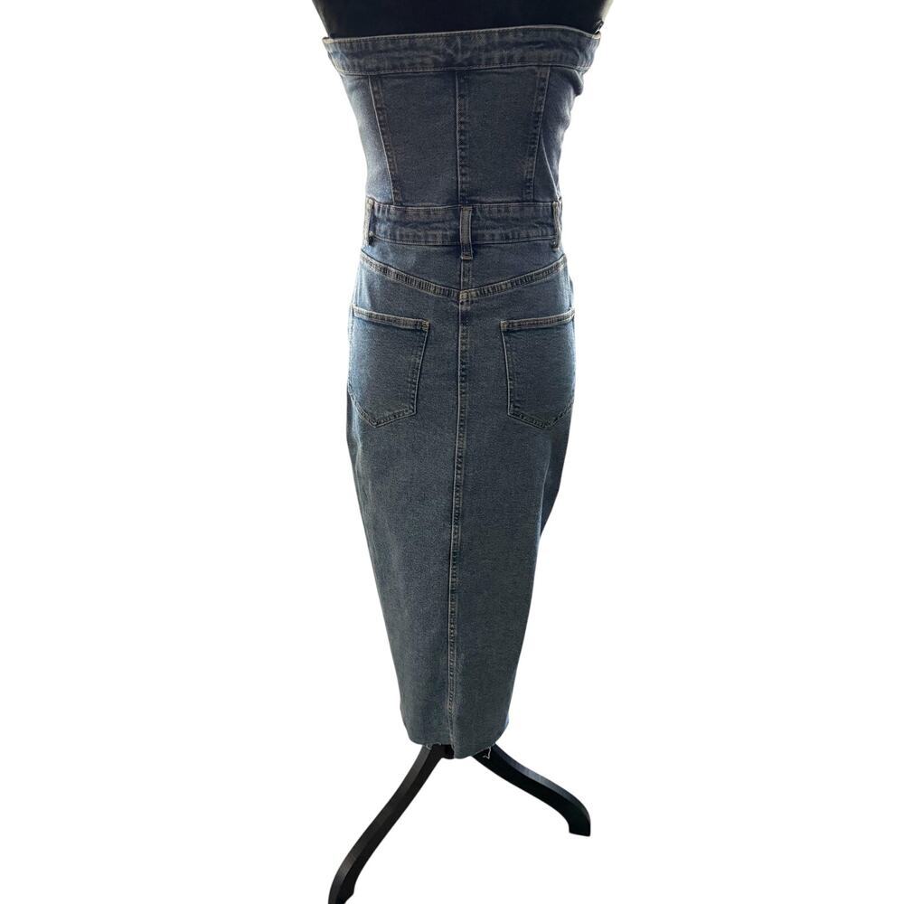NWT GB Women's Blue Denim tube midi dress Size Small - Picture 3 of 13